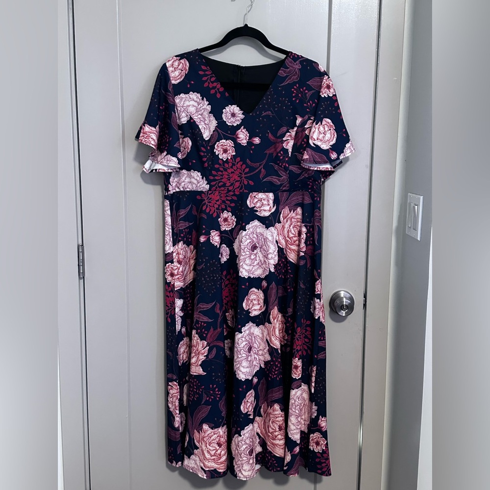 *Floral Navy and Pink Dress